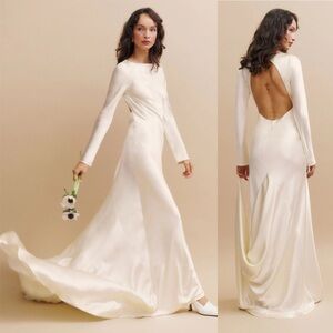 Reformation Adwen Silk Long Sleeve Wedding Dress Ivory White NEW with tags